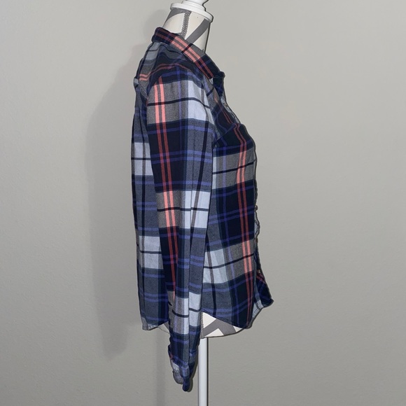 Urban Outfitters BDG | Grey Blue Red Purple Plaid Flannel Shirt Womens Medium - Picture 2 of 8